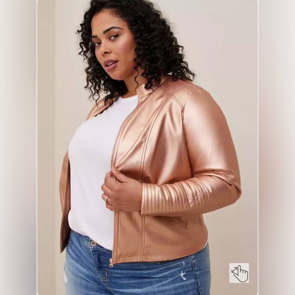 🆕 Torrid - Metallic Rose Gold Pleather Jacket